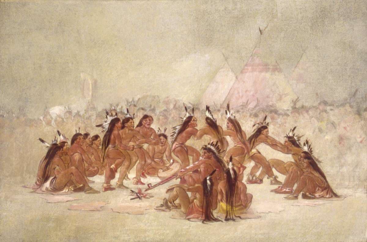 Pipe Dance, Assiniboine — George Catlin