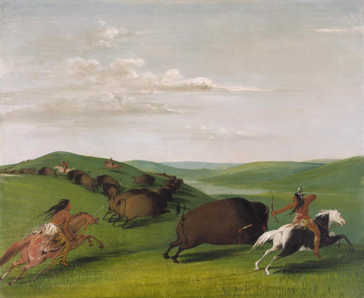 Buffalo Chase with Bows and Lances — George Catlin