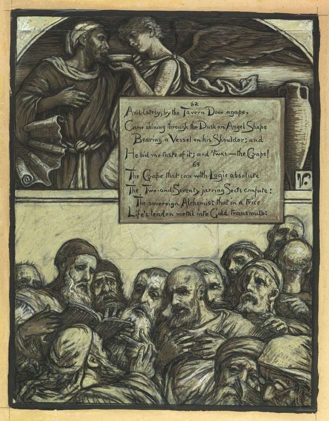 (Illustration for Rubáiyát of Omar Khayyám) The Jarring Sects — Elihu Vedder