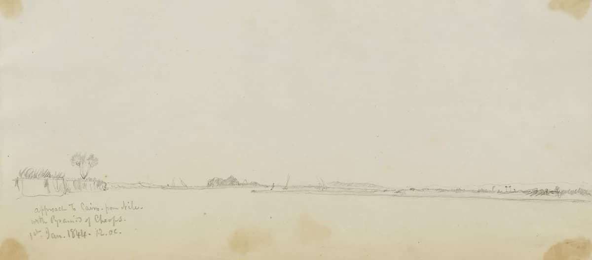 Approach to Cairo from the Nile with the Pyramid of Cheops — Miner Kilbourne Kellogg