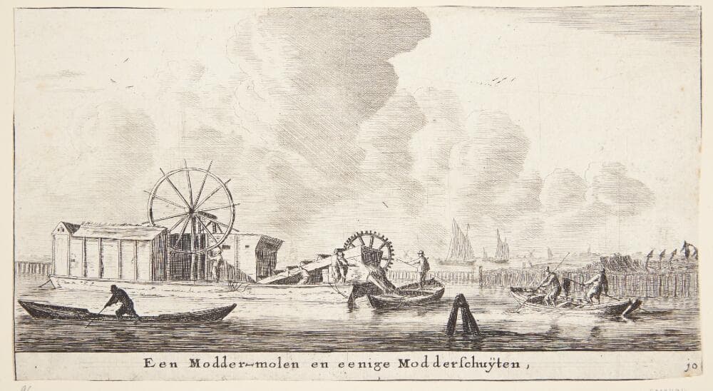 To opmudringsfartøjer. En moddermolen og en modderschuiten — Reinier Zeeman