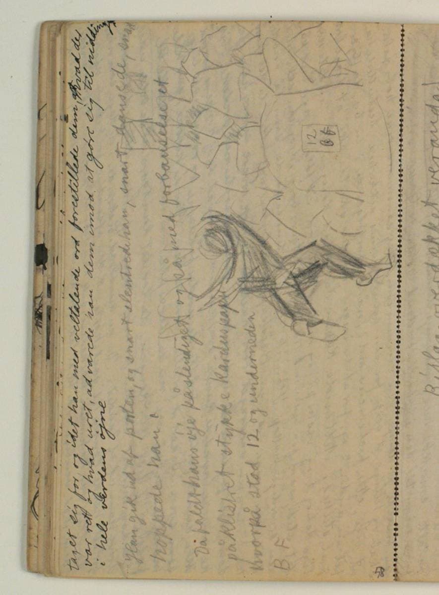 Kompositionsskitse til Blichers novelle "Bettefanden", p. 129, Afskrift fra samme, p. 129 l. 10-13 — Niels Larsen Stevns