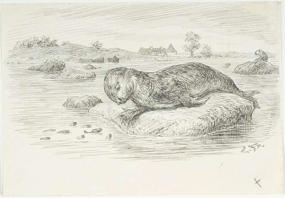 Illustrationsudkast til H.C. Andersen, Den Store Søslange — Lorenz Frølich
