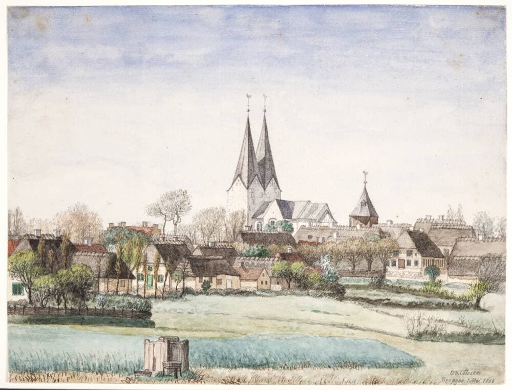 Landsby med kirke. Broager — O.D. Ottesen