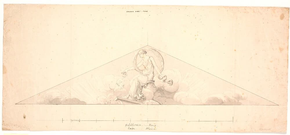 Aurora. Udkast til frontonrelief på Harsdorffs palæ, Kgs. Nytorv — Johannes Wiedewelt