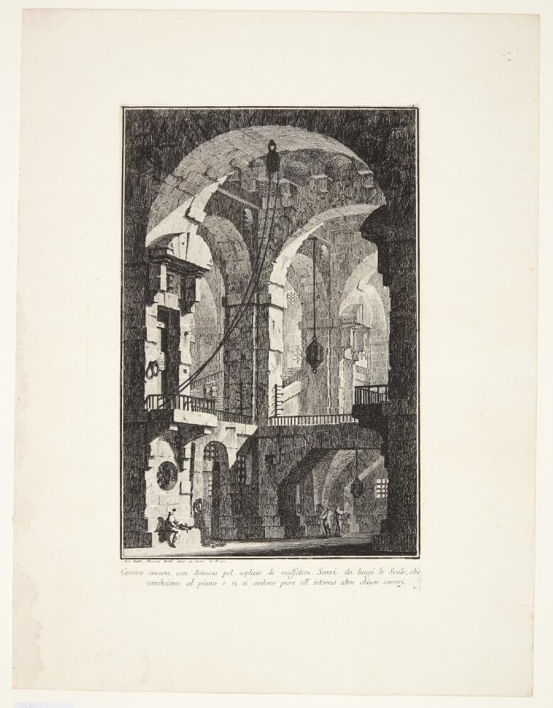 Mørkt fængsel med gård til afstraffelse af kriminelle ... — Giovanni Battista Piranesi