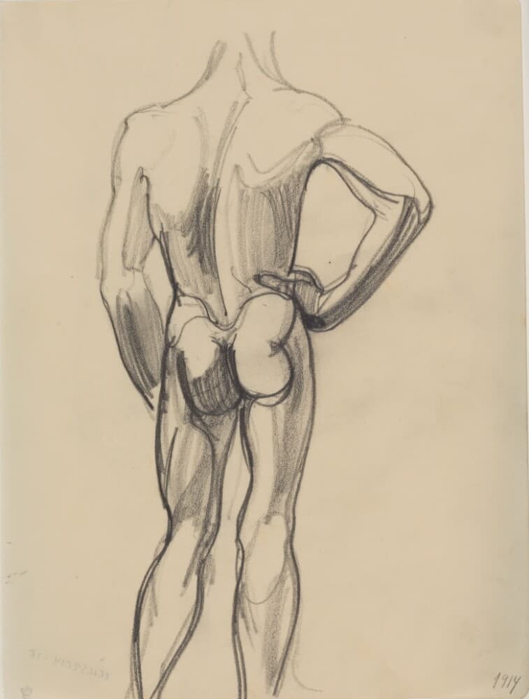 Mandlig model, set fra ryggen — J.A. Jerichau (II)
