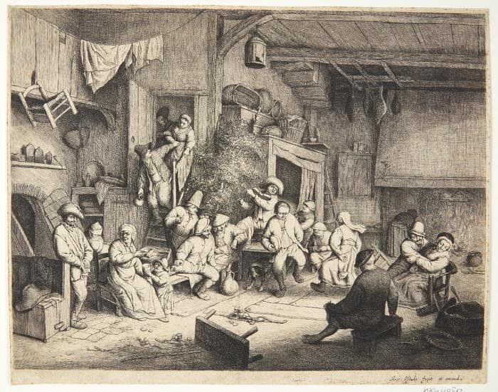 Dansende bønder i en krostue — Adriaen van Ostade