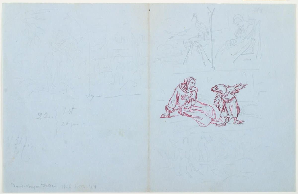Forskellige illustrationsudkast til H.C. Andersen, "Dynd-Kongens Datter" — Lorenz Frølich