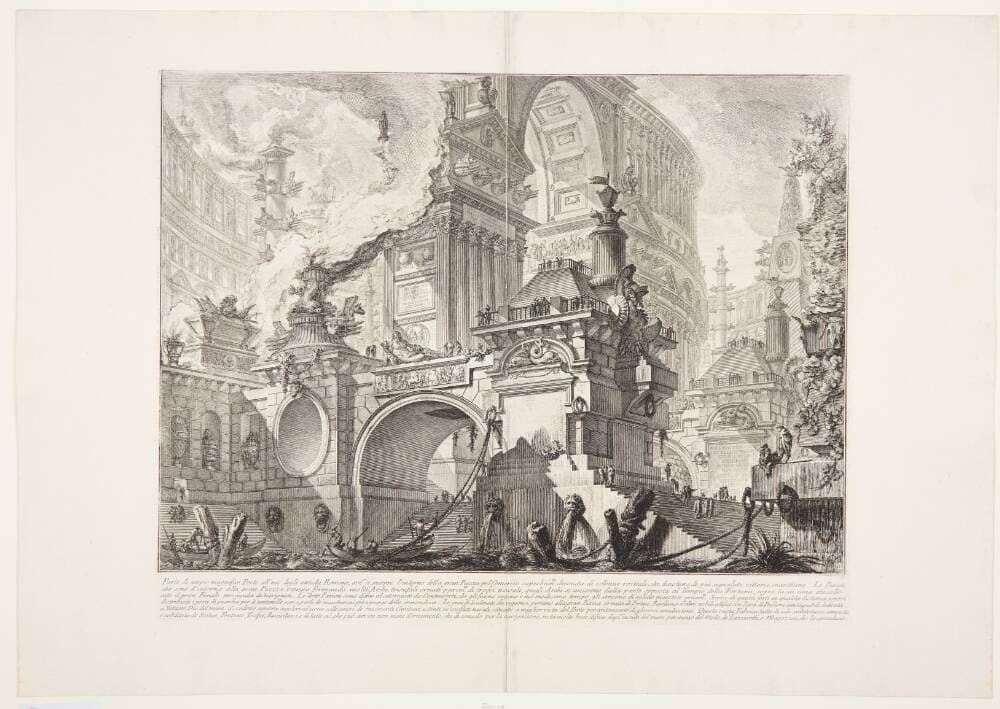Del af en anselig og storslået havn til brug for de gamle romere, med udsigt til en markedsplads ... — Giovanni Battista Piranesi
