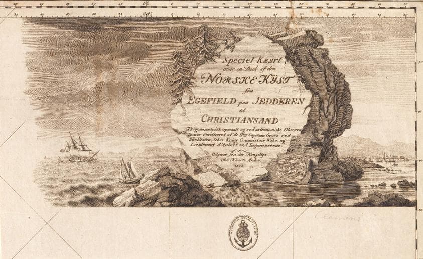 "Speciel Kaart over en Deel af den Norske Kÿst fra Egefield paa Jedderen til Christiansand" — J.F. Clemens