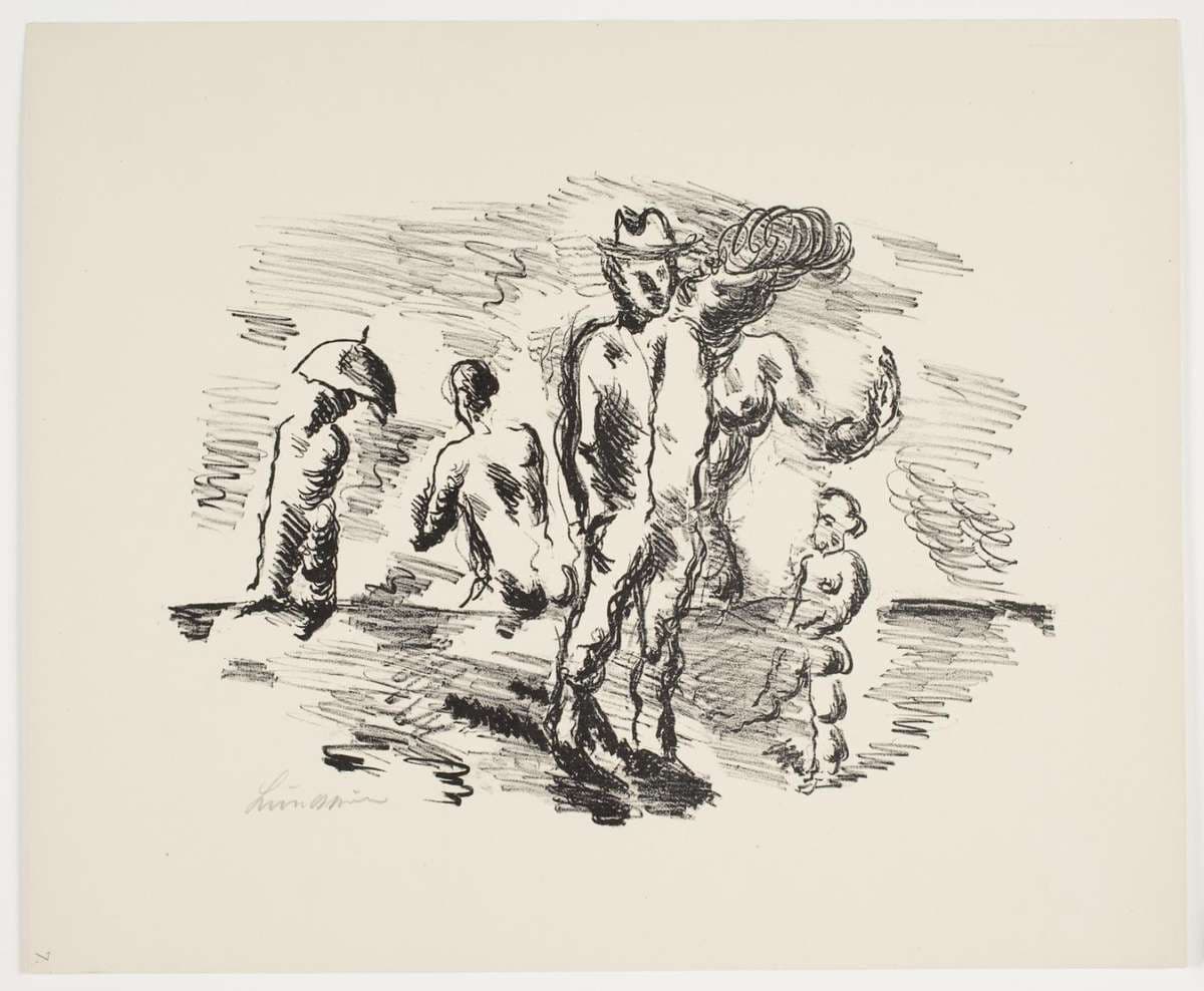 Figurgruppe med stående mand i midten — Vilhelm Lundstrøm
