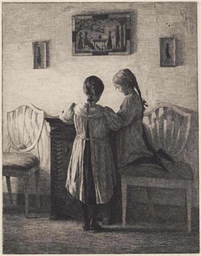 Interiør med to småpiger — Peter Ilsted