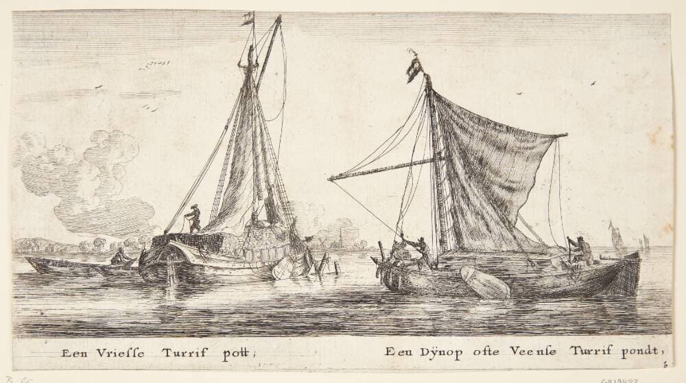 Frisisk tørvebåd og en skude fra Dijnop — Reinier Zeeman