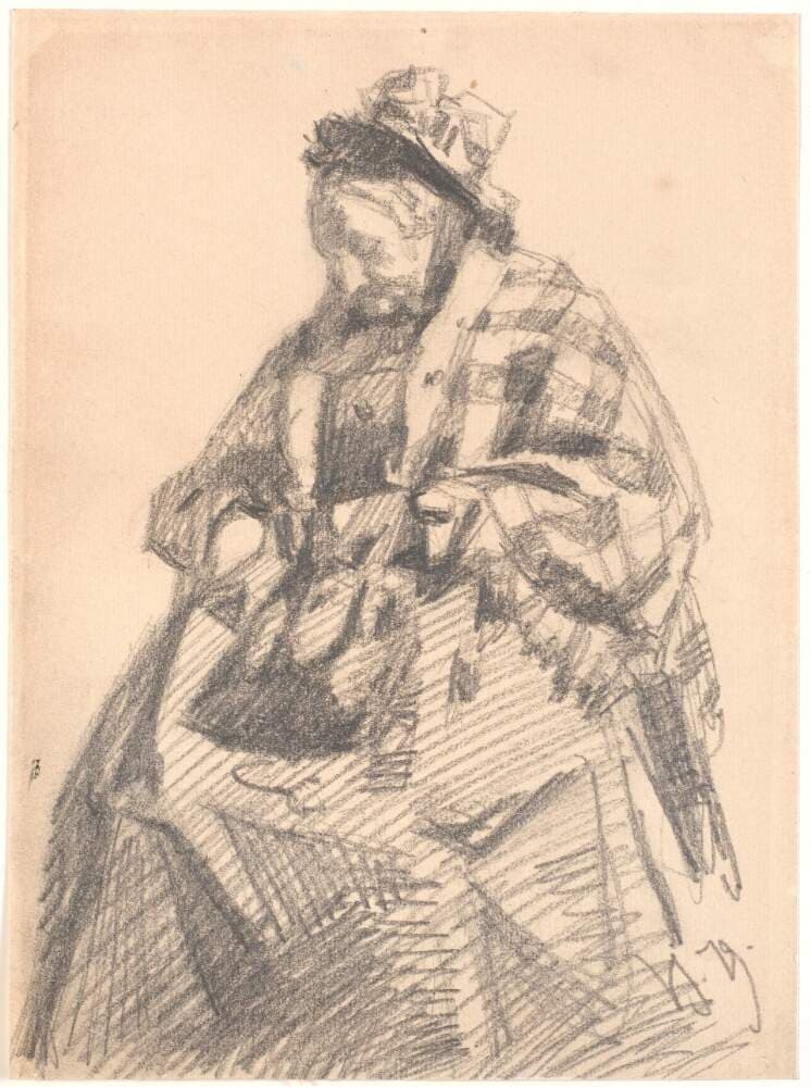 Siddende gammel kone — Viggo Johansen