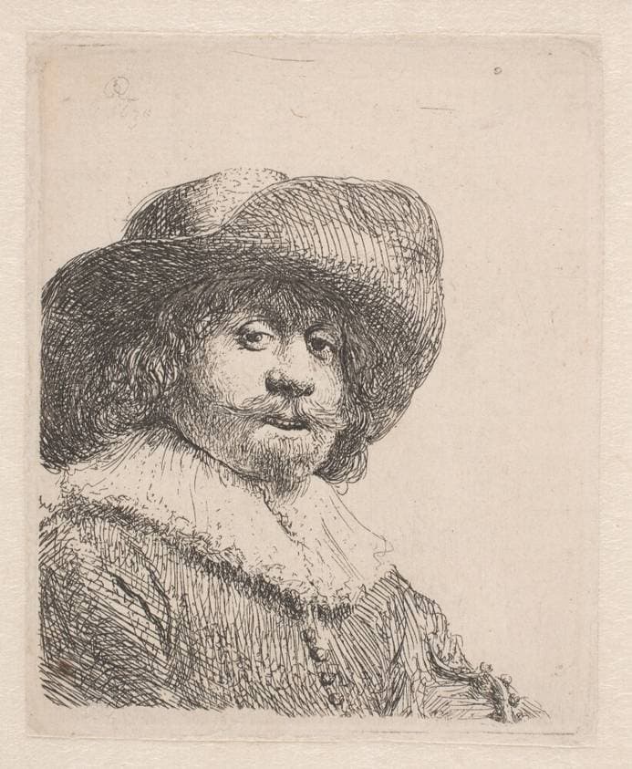 Portræt af en mand med bredskygget hat — Rembrandt van Rijn