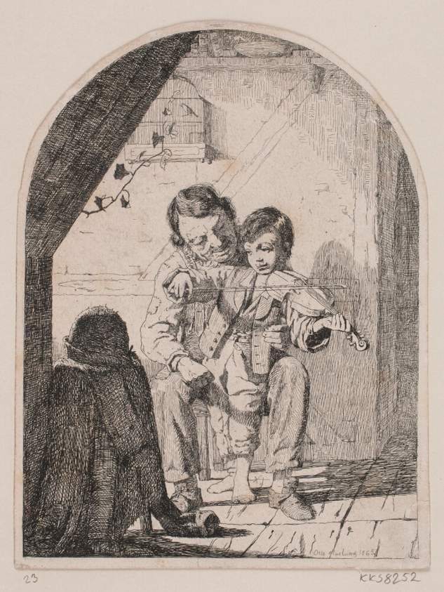 Drengen lærer at spille violin — Otto Haslund