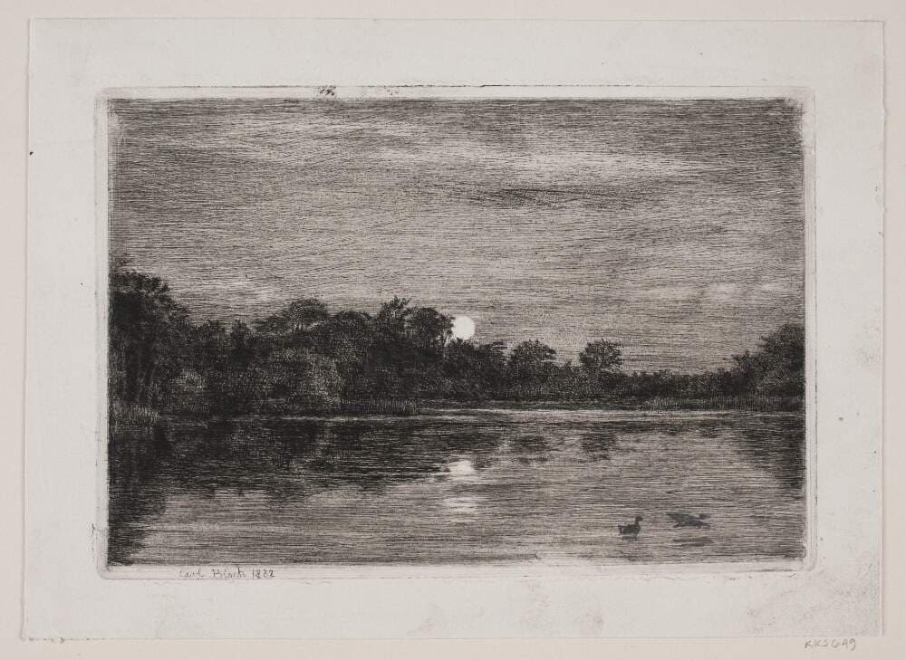 Bondedammen ved Hellebæk. Måneskin — Carl Bloch