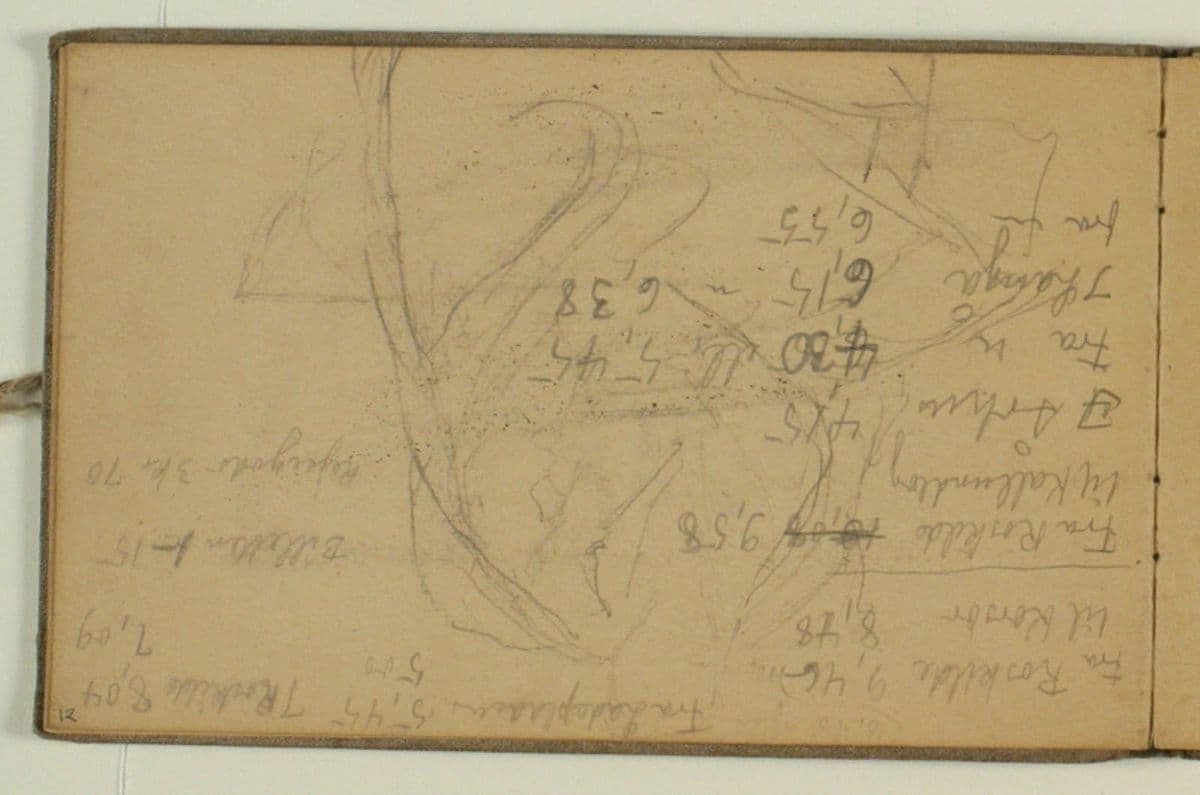 Rejseregnskab. Herover uidentificeret skitse — Niels Larsen Stevns