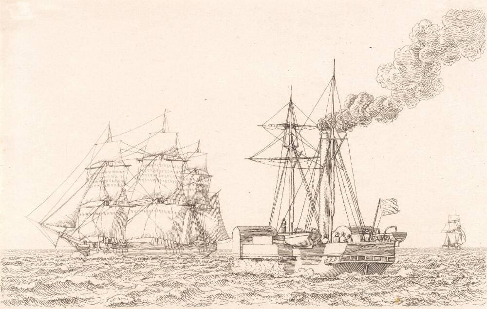 Hjuldamper og sejlskib — Christoffer Wilhelm Eckersberg