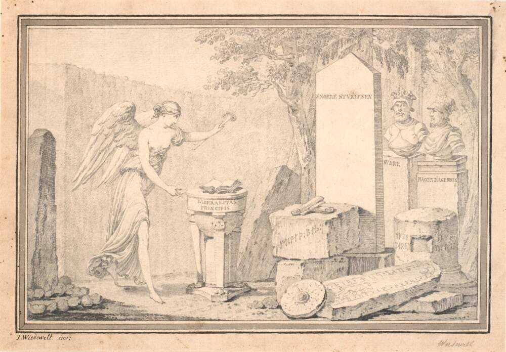 Titelvignet til Snorre Sturleson (udg. G. Schiøning): Heimskringla, Bd. I, 1778 — Johannes Wiedewelt