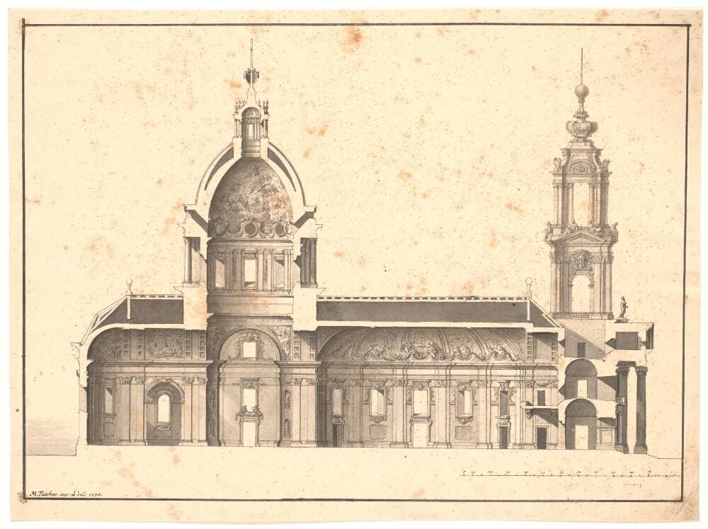 Længdesnit gennem S. Lorenzo kirke, Rom — Marcus Tuscher