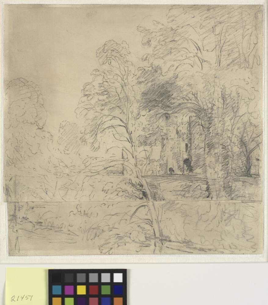 Cowdray House, set mellem træer — John Constable