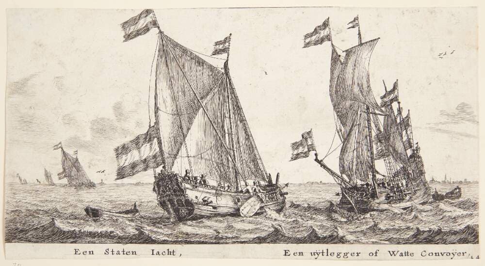 To skibe for sejl, det ene en jagt fra de hollandske stater — Reinier Zeeman