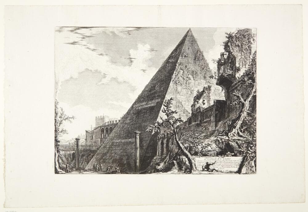 Cestius-pyramiden, med Porta San Paolo i det fjerne — Giovanni Battista Piranesi