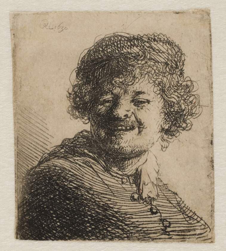 Selvportræt, leende — Rembrandt van Rijn