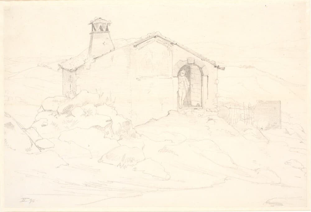 Bjerglandskab med en hytte — Wilhelm Marstrand