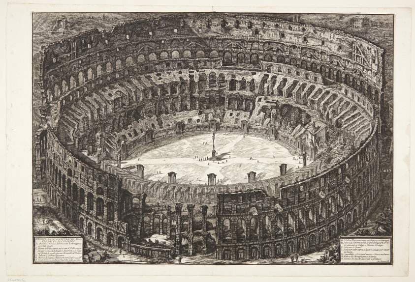 Colosseum, Flavian's amfiteater, set i fugleperspektiv — Giovanni Battista Piranesi