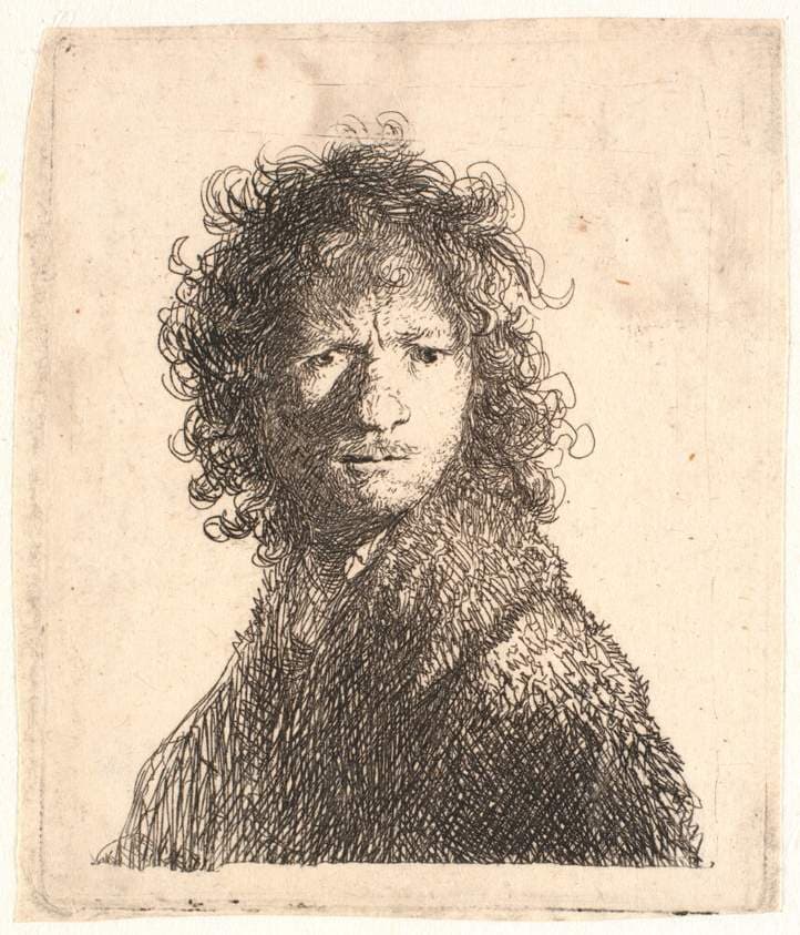 Selvportræt, barhovedet. Lille plade — Rembrandt van Rijn