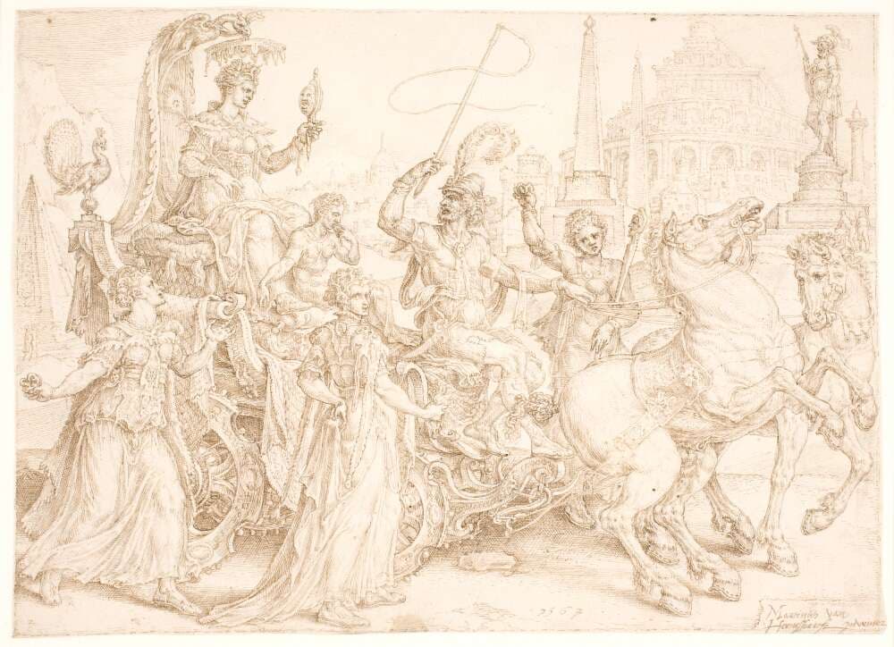 Triumfvogn. Superbia (stolthed) — Maarten van Heemskerck