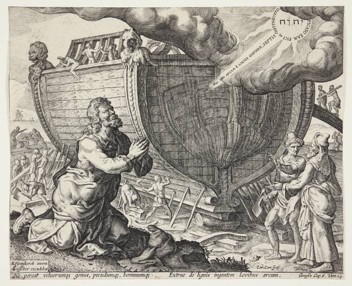 Gud befaler Noa at bygge arken — Cornelis Cort