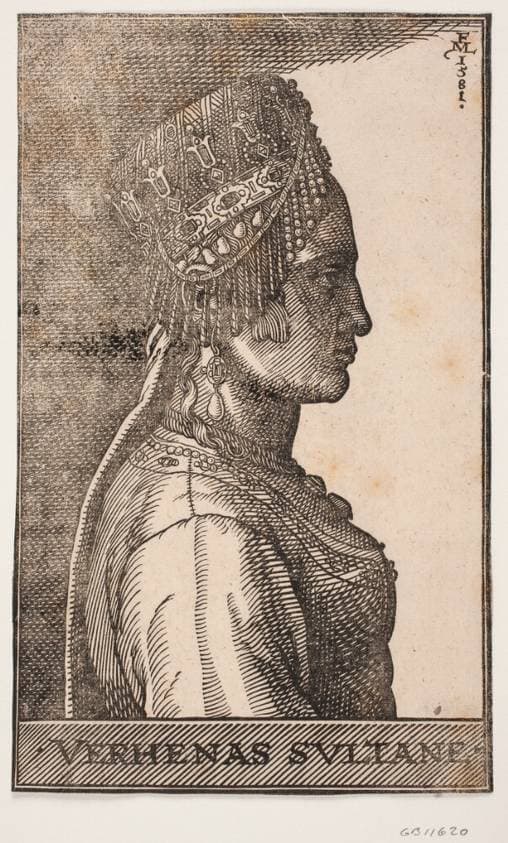 Portræt af en sultans kone, profil t.h. — Melchior Lorck