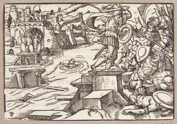 Horatius Cocles forsvarer Rom ved broen — Tobias Stimmer