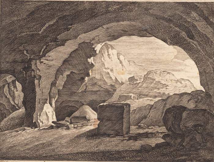 Udsigt gennem en klippehvælving — J.F. Clemens