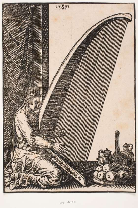 En harpespillerske — Melchior Lorck