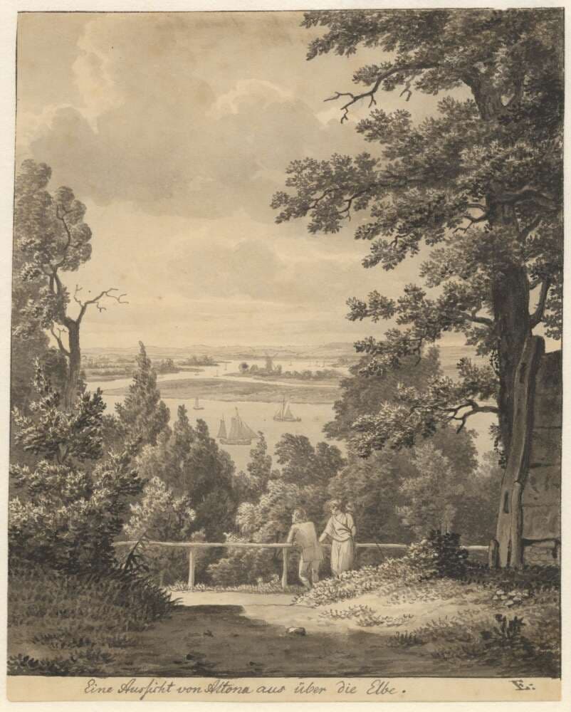Udsigt fra Altona over Elben — Christoffer Wilhelm Eckersberg