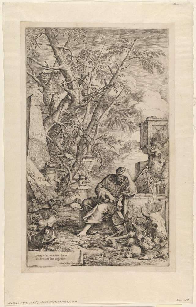 Demokrit, hensunket i betragtninger — Salvator Rosa
