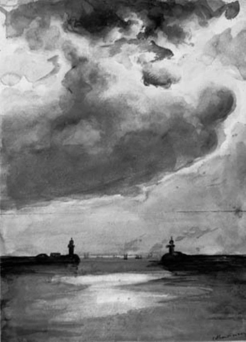 Skyen. Indsejlingen til havnen i Le Havre — Emile Othon Friesz