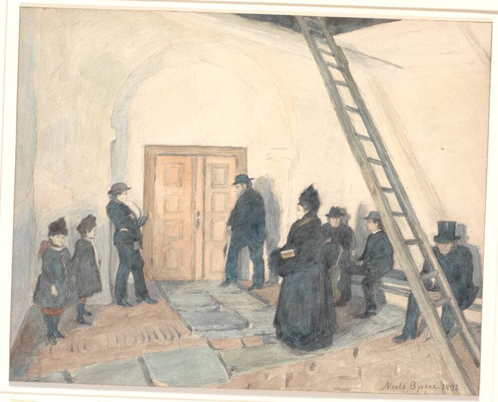 Fra en landsbykirkes våbenhus — Niels Bjerre