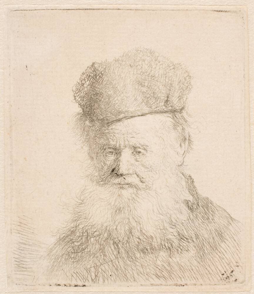 Gammel skægget mand med pelshue — Rembrandt van Rijn