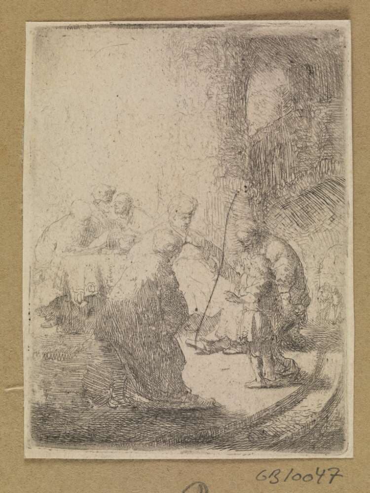Kristus blandt de skriftkloge. Lille plade — Rembrandt van Rijn