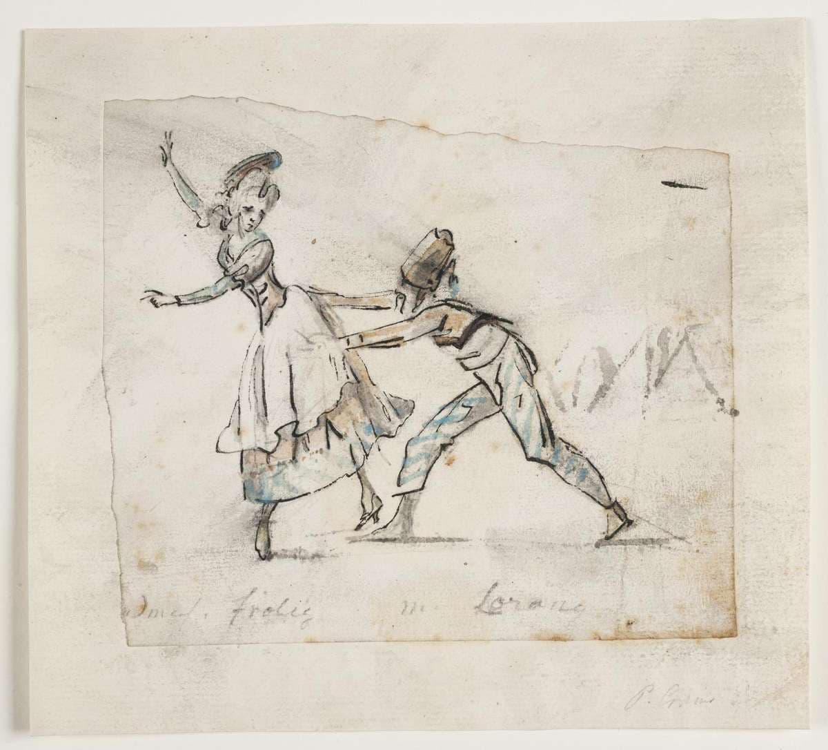 Anine Frölich og Pierre Jean Laurent i et optrin fra Galeottis ballet "Zigeunernes leir", Den kgl. danske Skueplads — Peter Cramer
