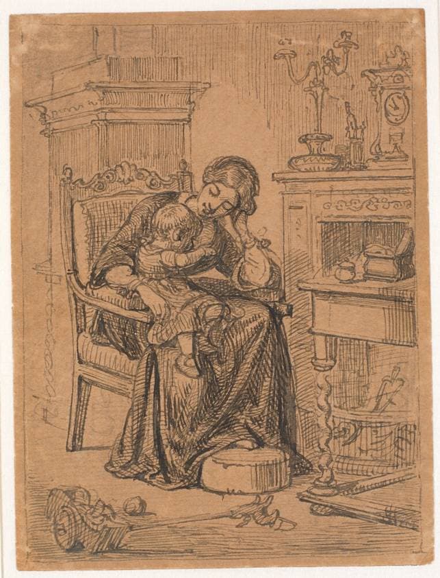 Moder og søn. Interiør — Wilhelm Marstrand