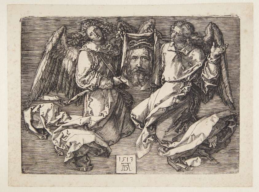 Svededugen, båret af to engle — Albrecht Dürer