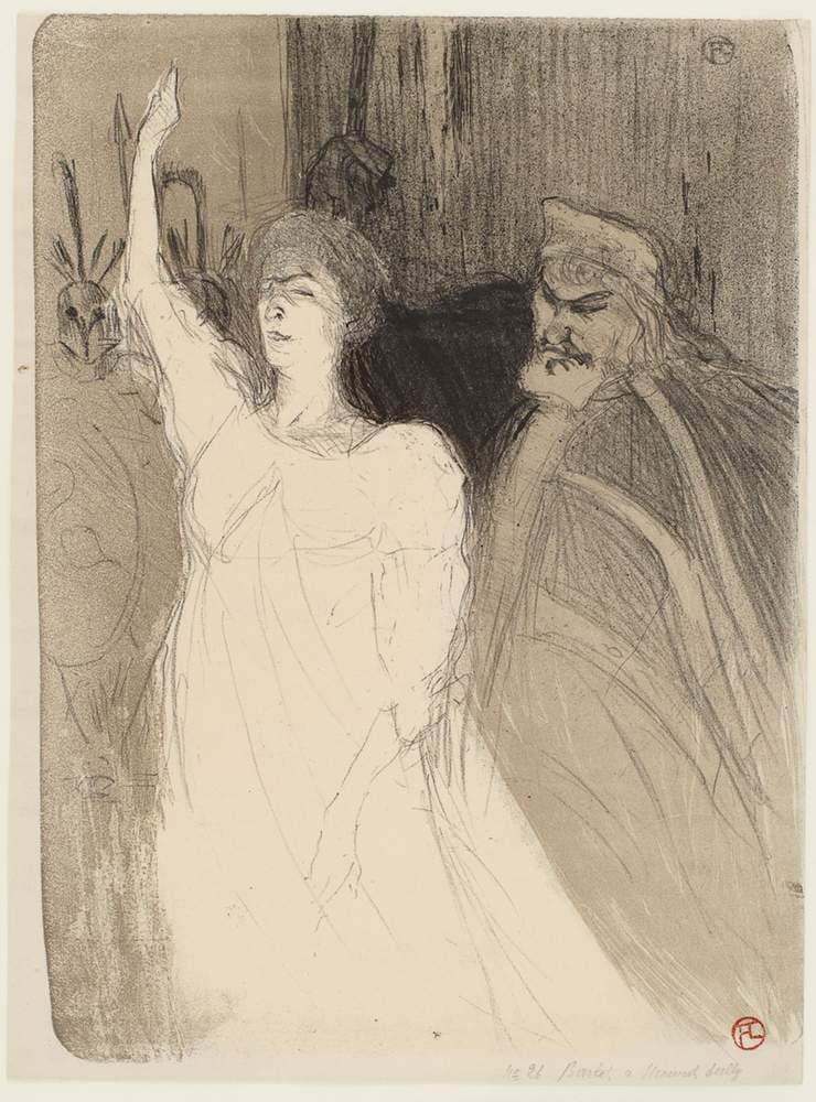 Bartet et Mounet-Sully, dans Antigone — Henri de Toulouse-Lautrec