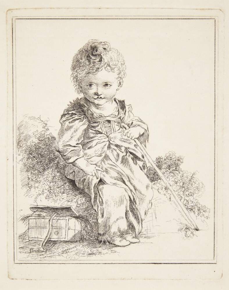 Barn siddende på en jordklump — Madame de Pompadour